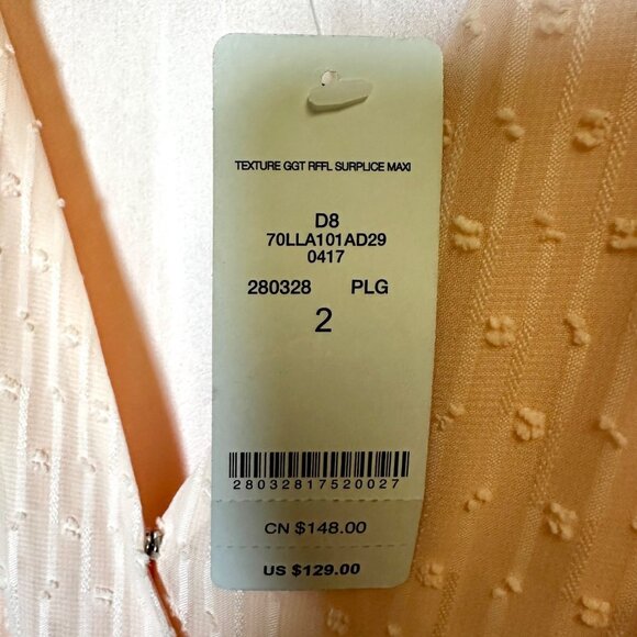 Bebe Textured Ruffle Surplice Maxi Dress Peach Pink NWT Size 2 | Wedding Guest S - Picture 7 of 9